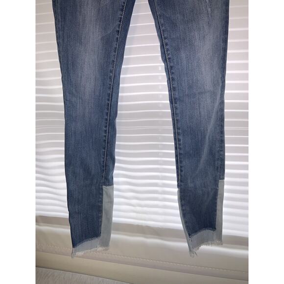 Pilcro And The Letterpress Women's Blue Denim Raw Hem Two Tone Jeans Size 26 - Picture 2 of 8